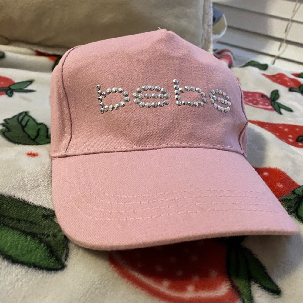 Bebe Pink Rhinestone Baseball Cap